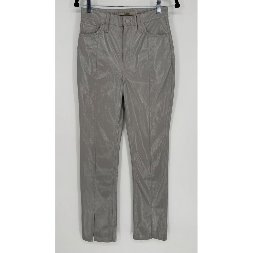 HUDSON HARLOW ULTIMATE GREY FAUX LEATHER PANTS SOFT VEGAN LEATHER NWT 26 - FLAWS